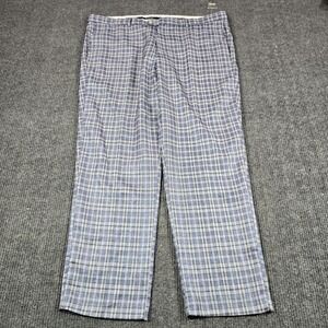 Silversilk Pants Mens 44x32 Blue Plaid Dress Lined Rayon Big Tall Slacks